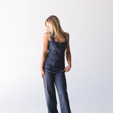 Collins Linen Vest Top - Navy