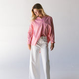 Izzy Striped Button Down Top -  Pink/Orange Thick Striped