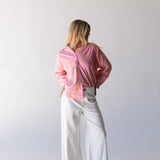 Izzy Striped Button Down Top -  Pink/Orange Thick Striped