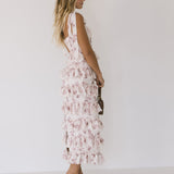 Octavia Ruffled Tiered Midi Dress - Rose