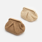 Bila Hinge Straw Clutch Bag - Ivory