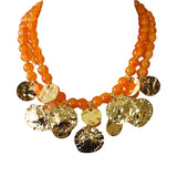 Coin Necklace - Amber Orange