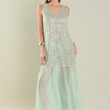 Thea Overlay Sequin Chiffon Maxi Dress - Sage