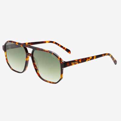 Billie Unisex Aviator Sunglasses -  Tortoise / Green