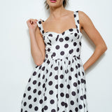 Raven Sweetheart Polka Dot Midi Dress - White