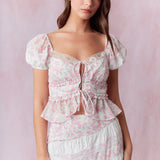 Anna Puff Sleeve Top - Pink