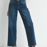 Venna Low Rise Wide Leg Jeans-Dark Denim