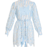Whitney Floral Lace Mini Dress - Blue