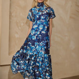 Cara Floral Maxi Dress - Blue / White