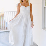 Kate Poplin Midi Dress - White