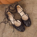 Laney Lace Up Ballet Flats - Black