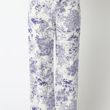 Alaya Floral Pants - White Blue