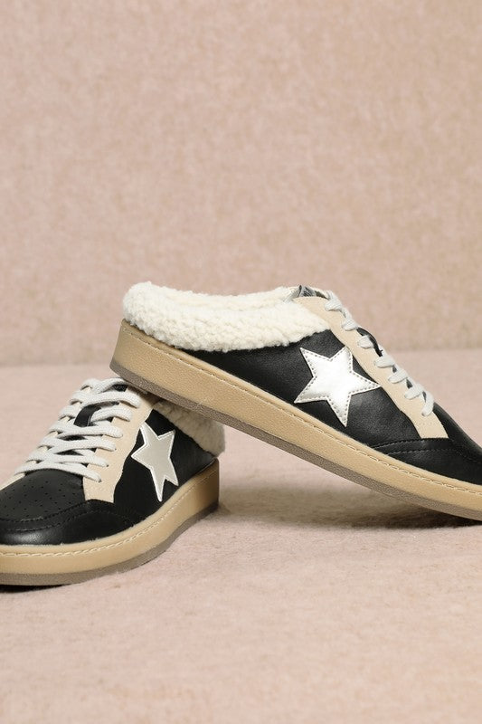 Sabot Fur Star Sneakers - Black