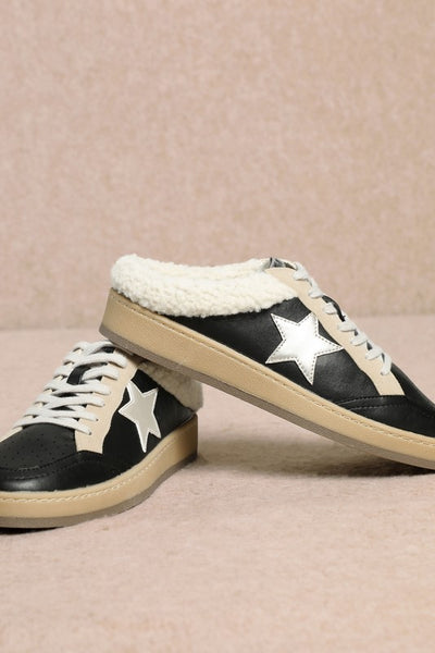 Sabot Fur Star Sneakers - Black