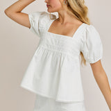 Grace Square Neck and Shorts Set - White