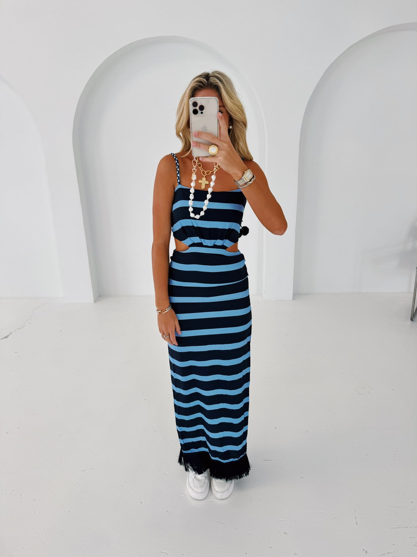 Chloe Cut Out Maxi Dress Blue Navy shopfancydboutiqe