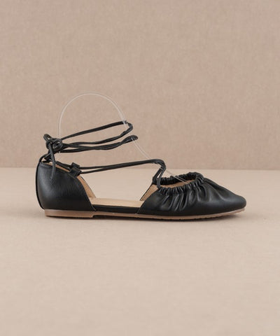 Laney Lace Up Ballet Flats - Black