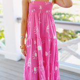 Fran Tropical Midi Dress - Pink