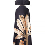 Mallory Printed Cut Out Maxi Dress - Black