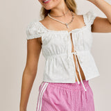 Eleanor Square Neck Top - White