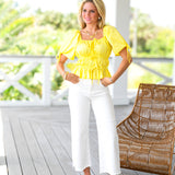 Gabbie Poplin Top - Pastel Yellow