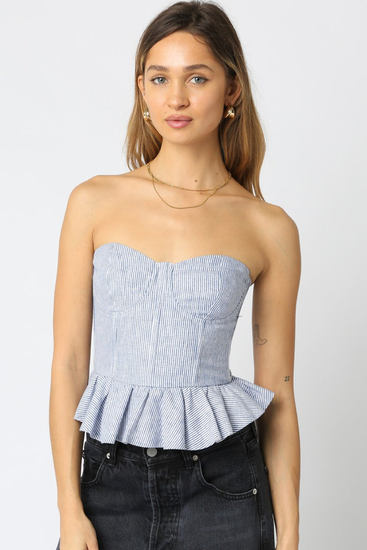 Nellie Strapless Top - Denim