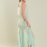 Thea Overlay Sequin Chiffon Maxi Dress - Sage