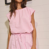 Ember Seersucker Crop Top and Balloon Skirt Set - Pink