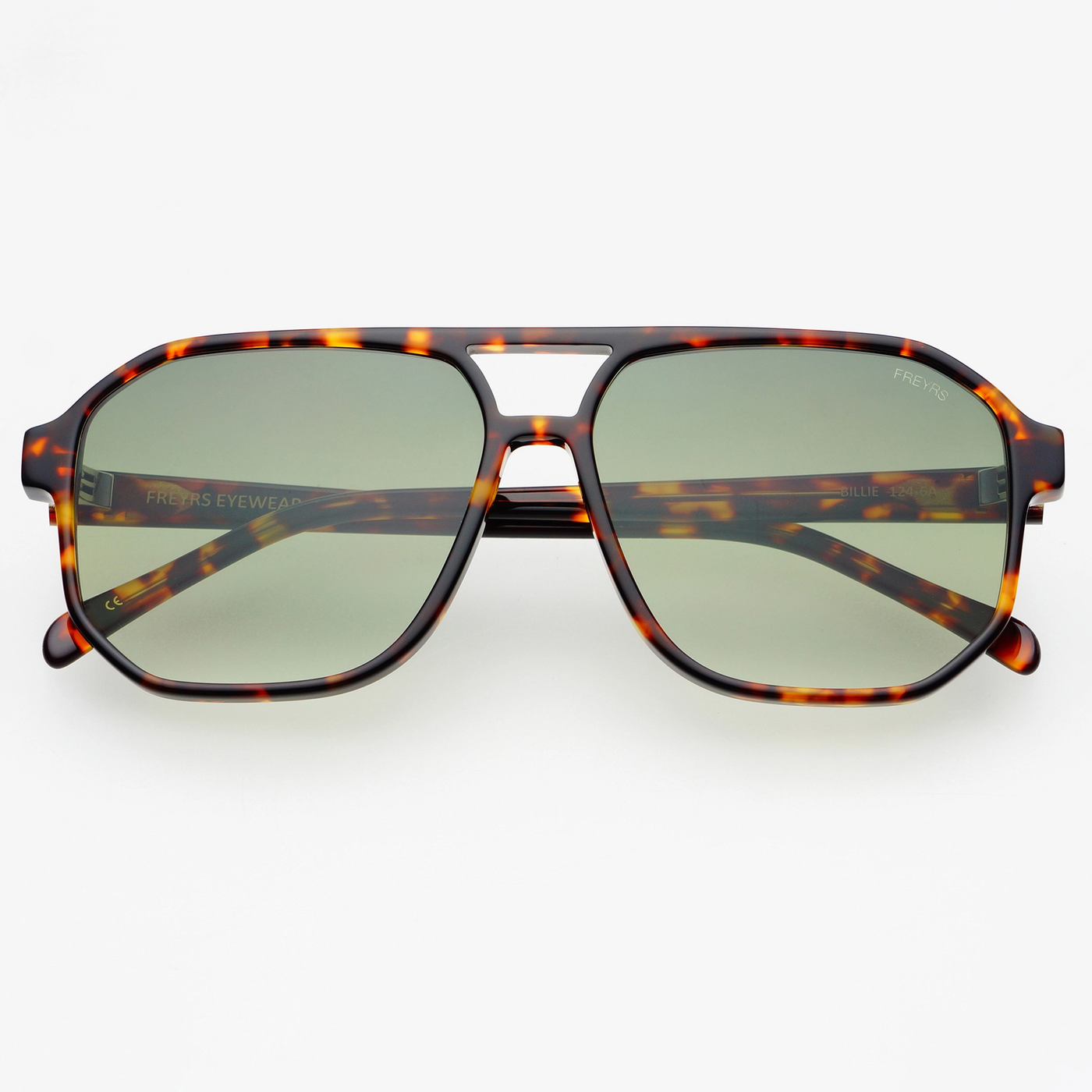 Billie Unisex Aviator Sunglasses -  Tortoise / Green