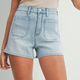Skye Patch Pocket Shorts - Light Denim