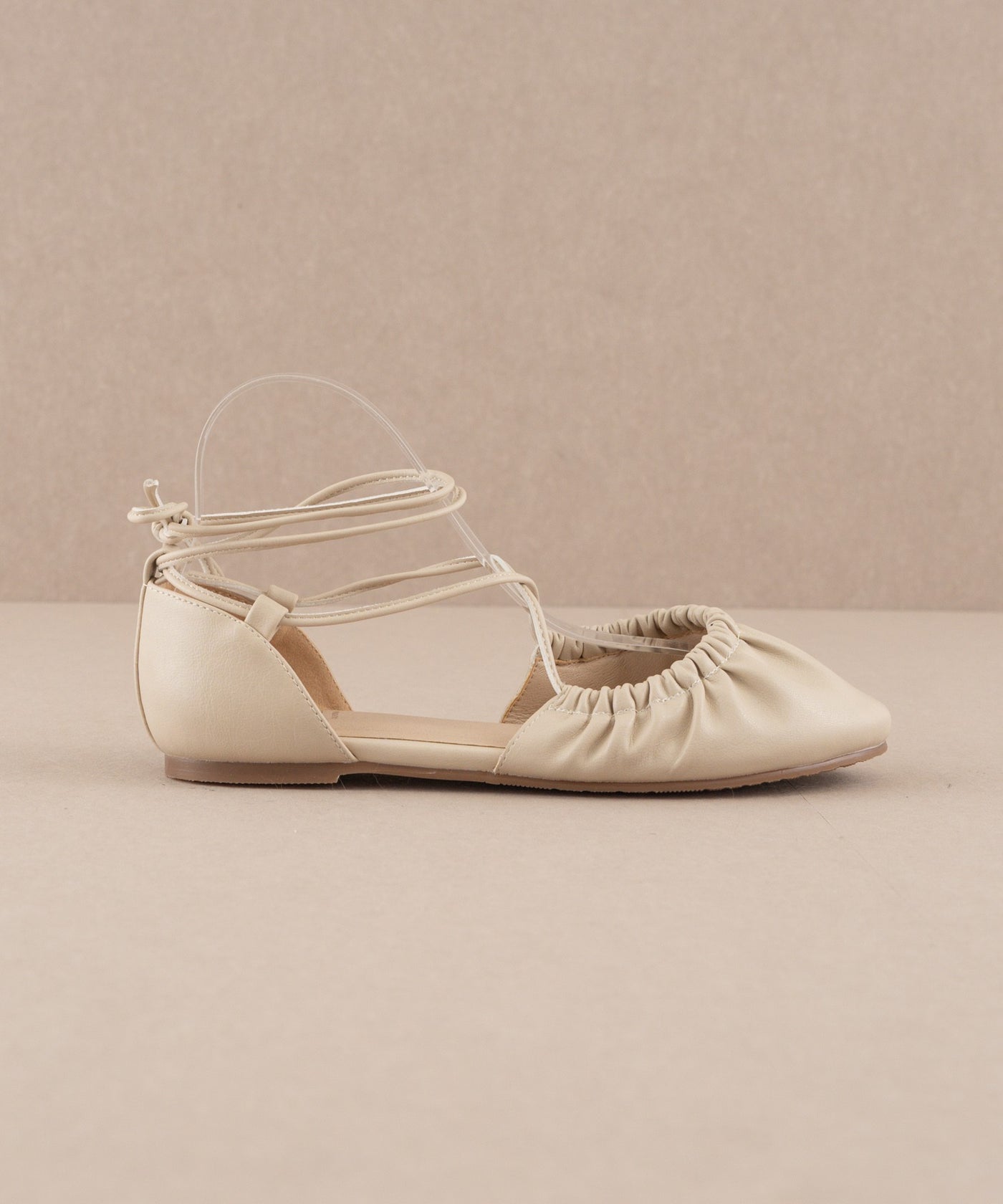 Laney Lace Up Ballet Flats - Beige