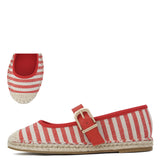 Mary Espadrille Flats - Red Stripe