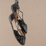 Laney Lace Up Ballet Flats - Black