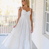 Kate Poplin Midi Dress - White