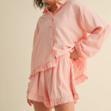 Elle Stripe Woven Set - Lt Pink
