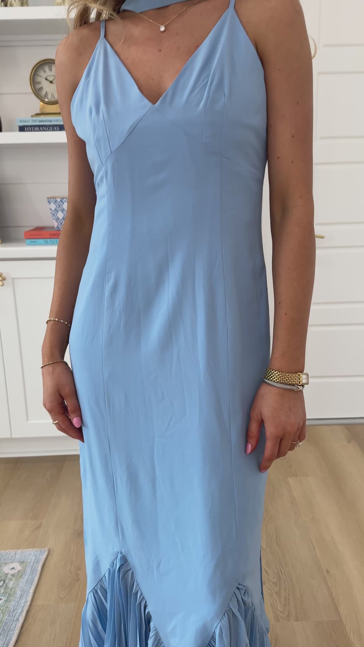 Tara Scarf Midi Dress - Light Blue (PREORDER)