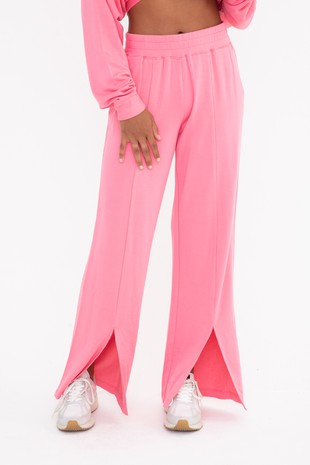 RILEY FLARE SLIT SWEATPANTS - PINK